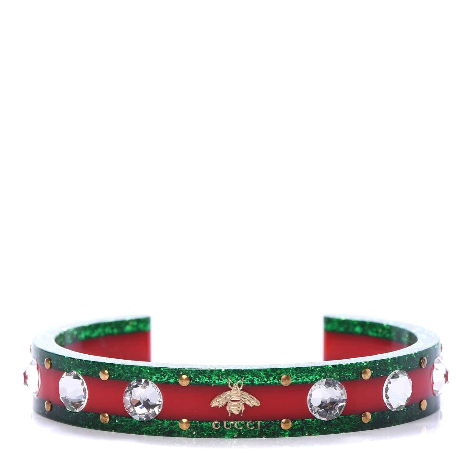 Gucci Crystal Web Cuff 18 Green Red 1 of 5