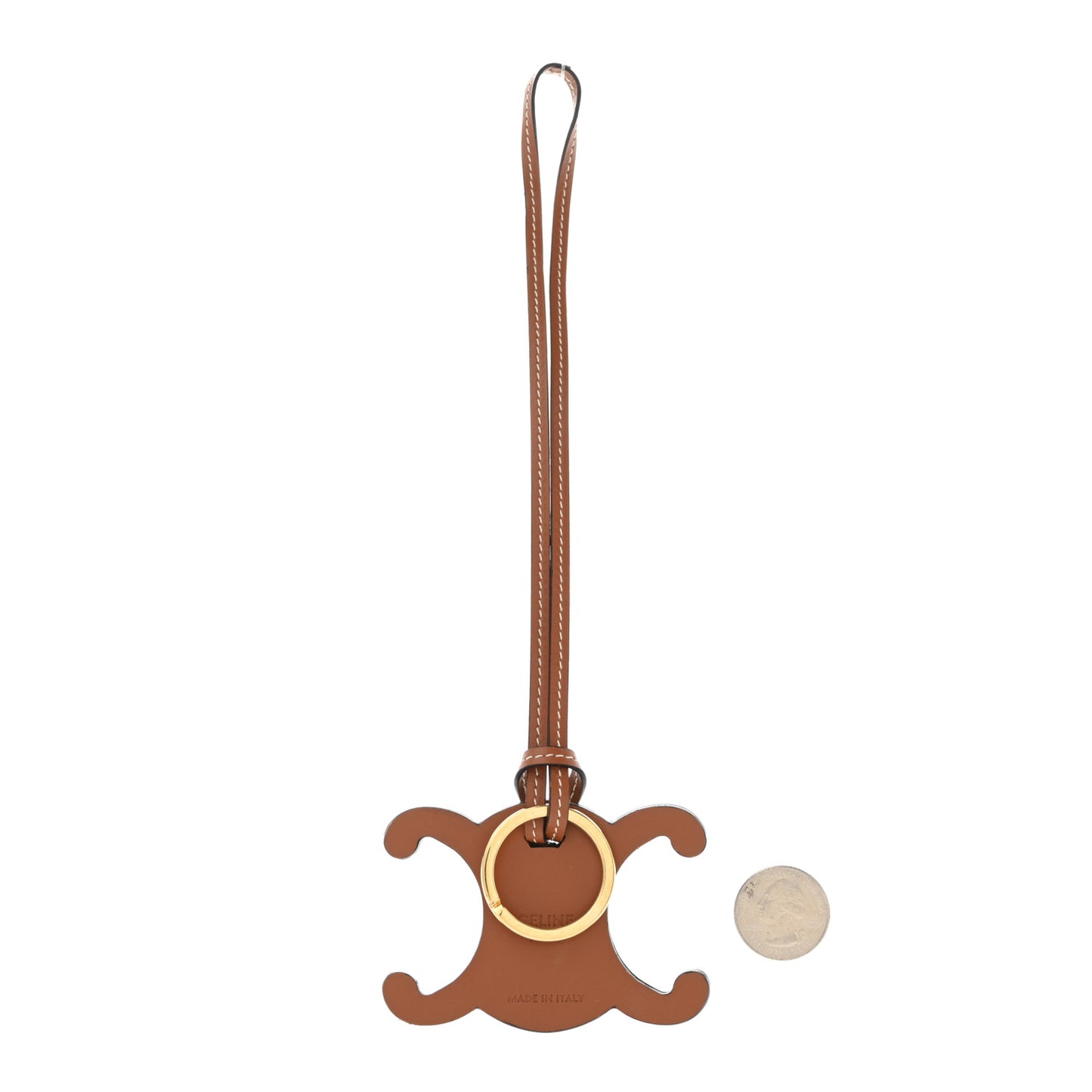 Smooth Calfskin Triomphe Keyring Charm Tan