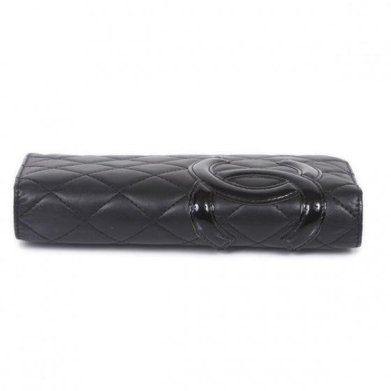 Calfskin Quilted Cambon Yen Wallet Black