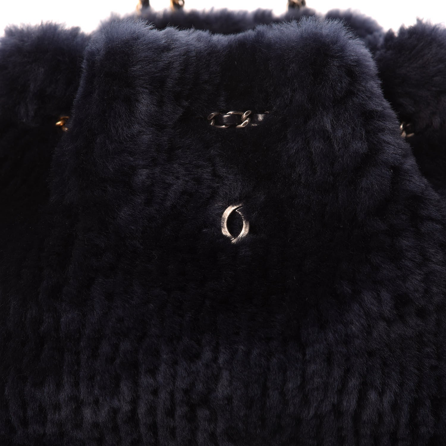 Chanel Shearling Small Gabrielle Backpack Navy 10 of 11