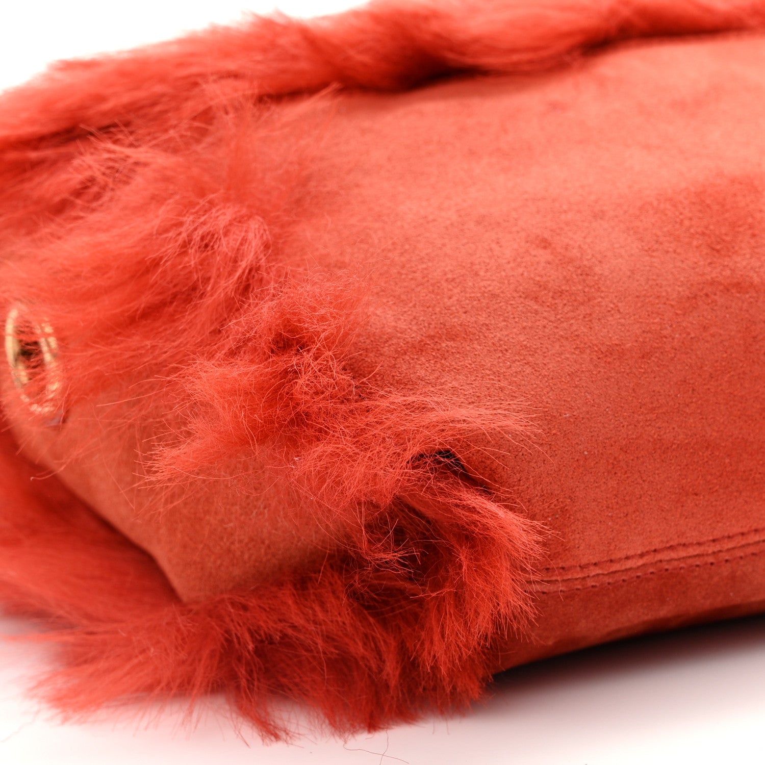 Saint Laurent Suede Fur Small Reversible Monogram Kate Satchel Pavot Rouge 14 of 17