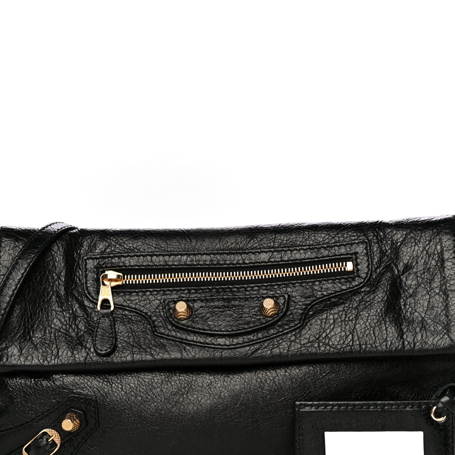 Balenciaga Agneau Giant 12 Gold Hardware Envelope Strap Clutch Black 6 of 9