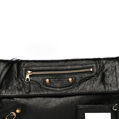 Balenciaga Agneau Giant 12 Gold Hardware Envelope Strap Clutch Black 6 of 9
