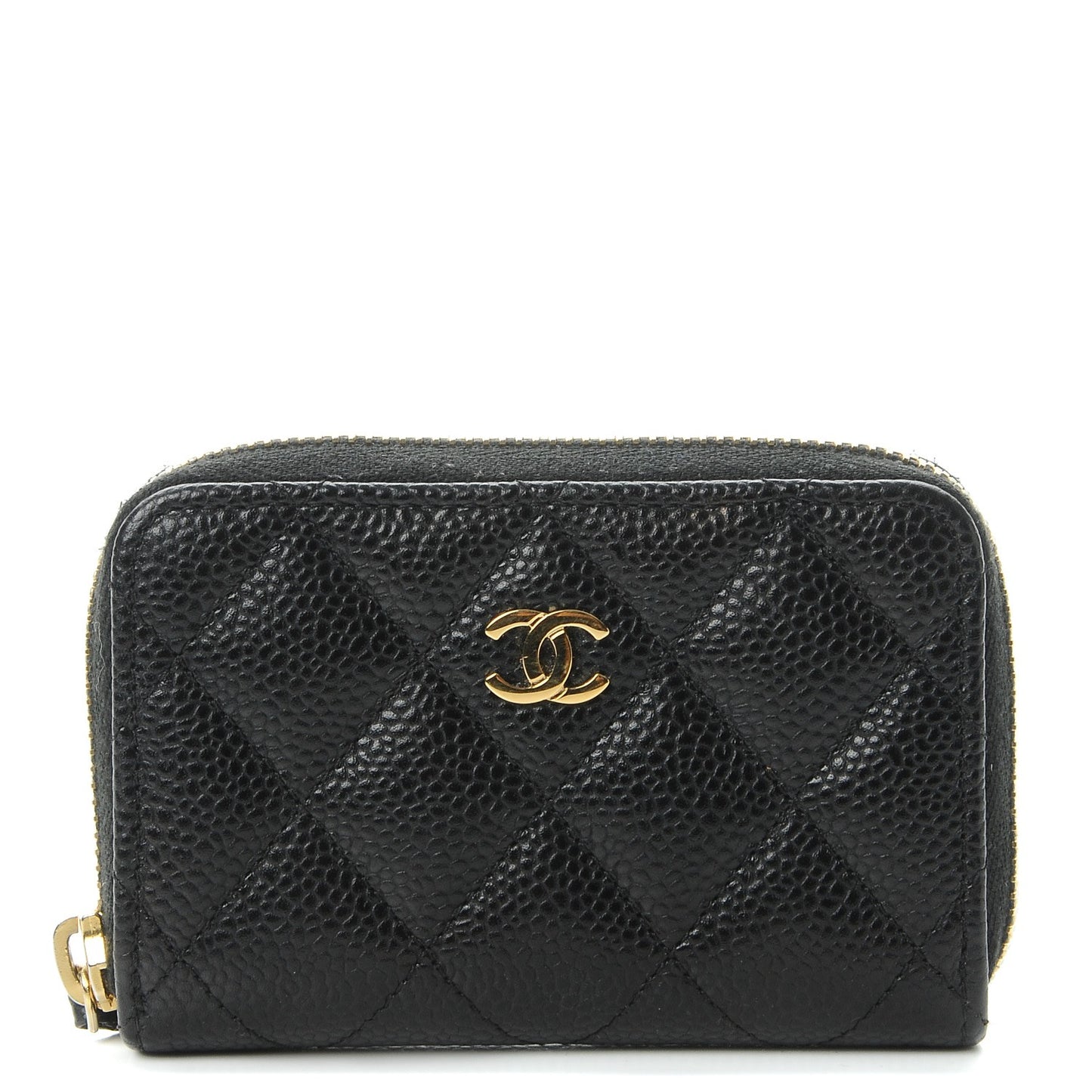 Caviar Quilted Zip Coin Purse Black