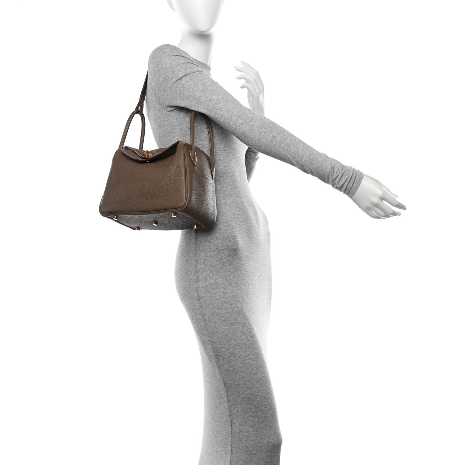 Hermes Taurillon Clemence Lindy 26 Etoupe 3 of 11