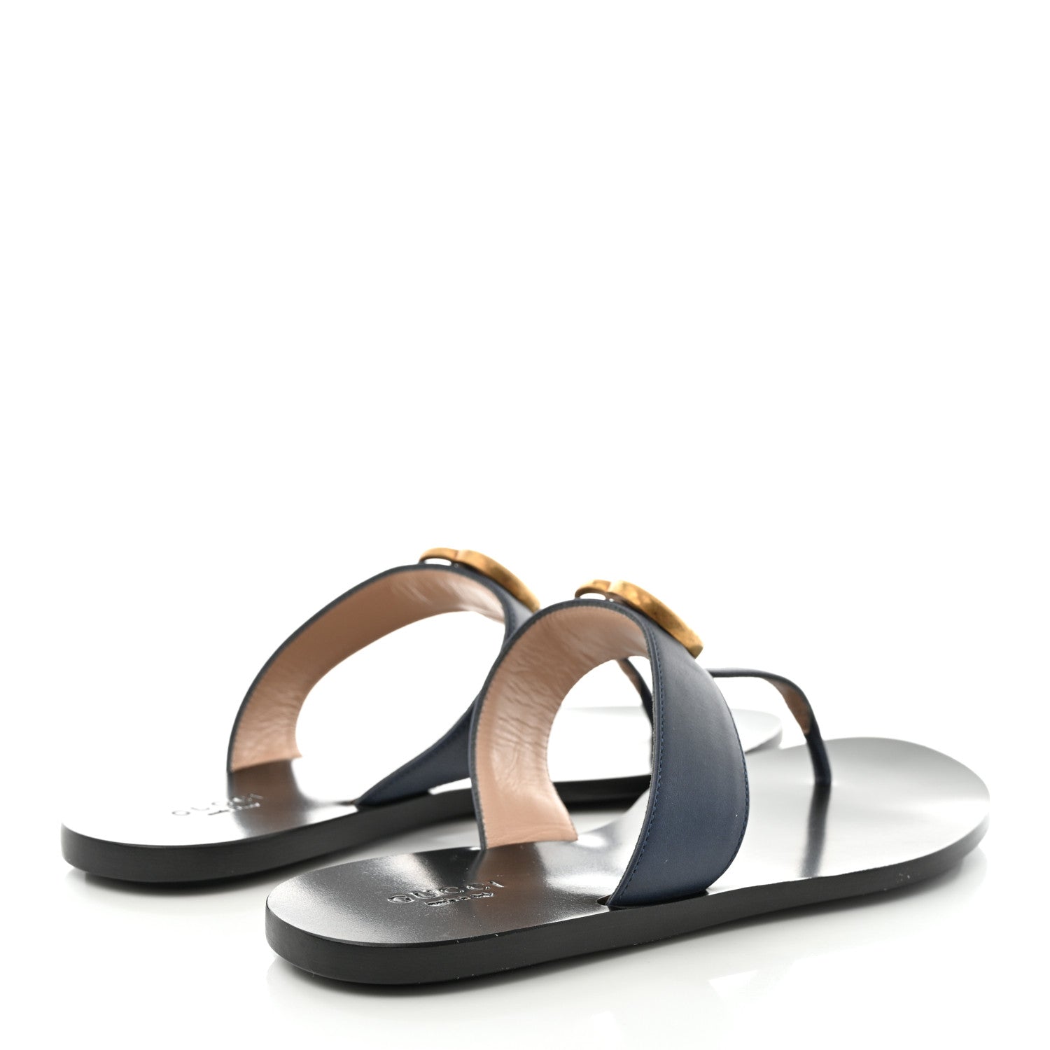 Gucci Calfskin GG Marmont Thong Sandals 37 Blue Agata 4 of 7