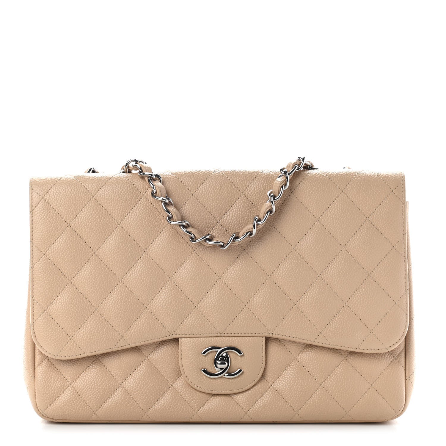 Chanel Caviar Quilted Jumbo Single Flap Beige Clair 1 of 9