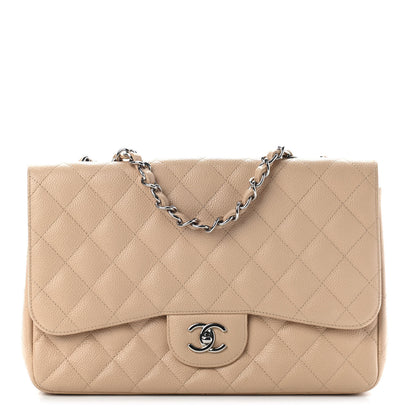 Chanel Caviar Quilted Jumbo Single Flap Beige Clair 1 of 9