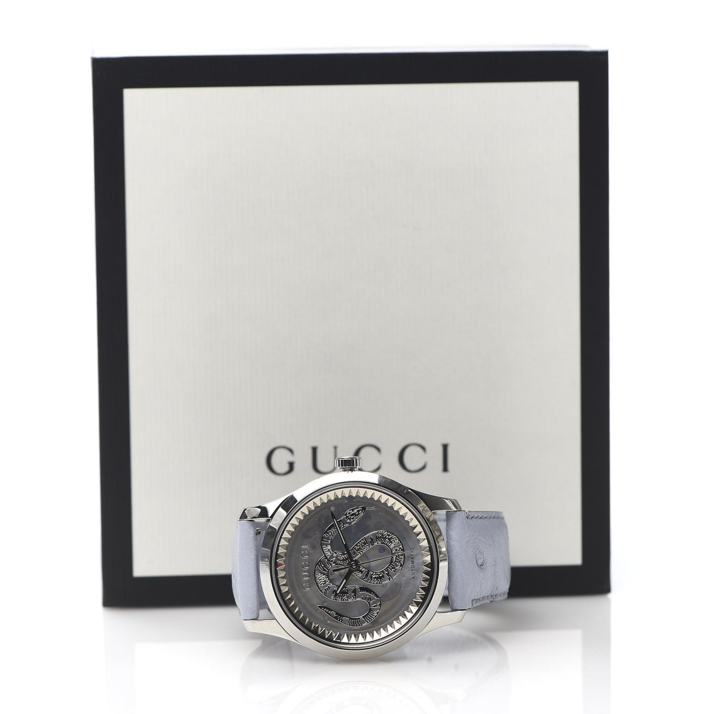 Stainless Steel Ostrich Blue Mother of Pearl 38mm G-Timeless Snake Automatic Watch