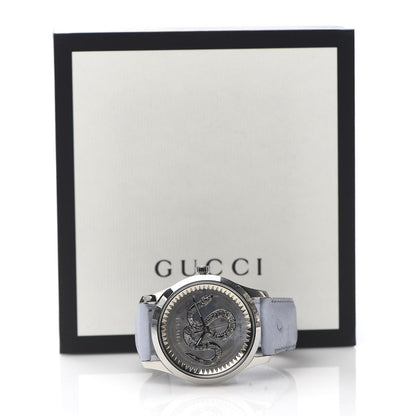Gucci Stainless Steel Ostrich Blue Mother of Pearl 38mm G-Timeless Snake Automatic Watch 13 of 14
