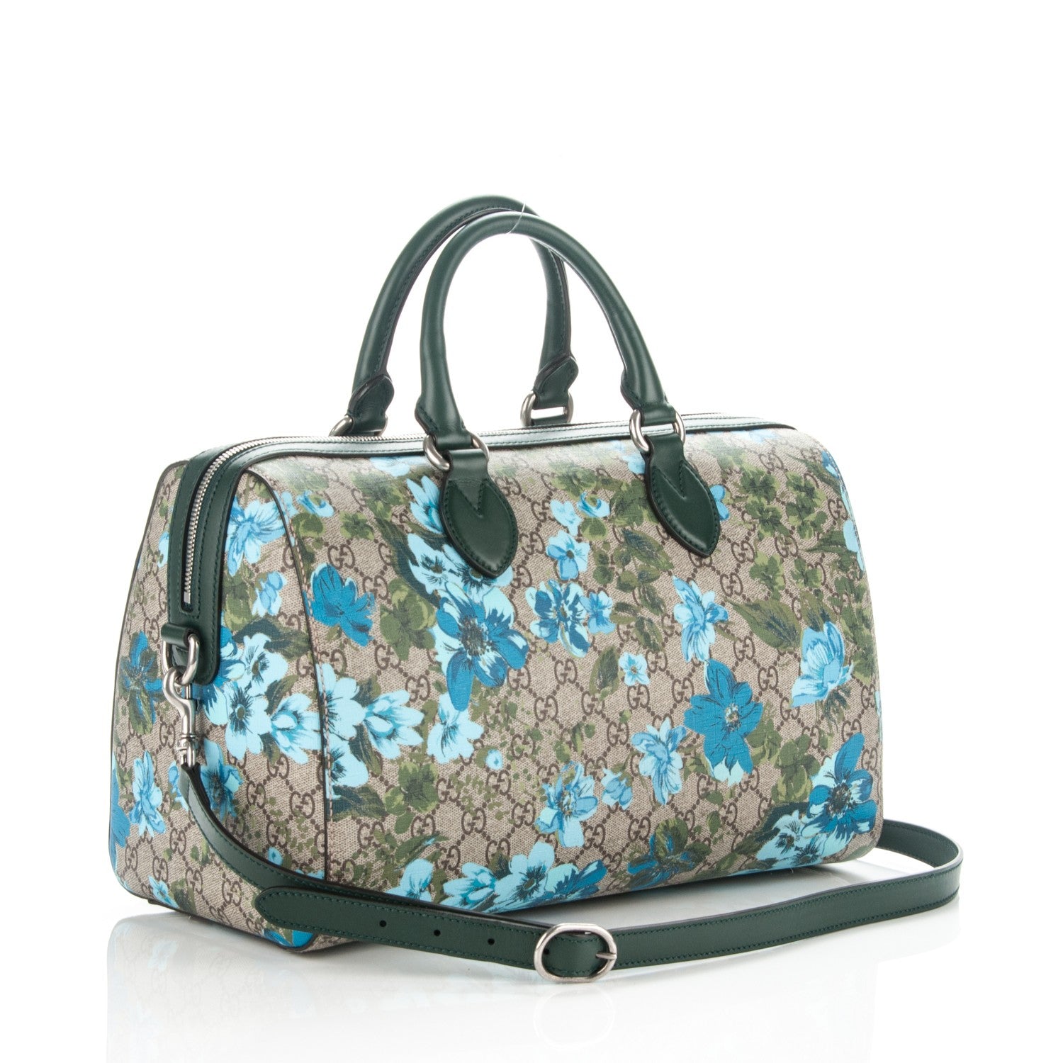 Gucci GG Supreme Monogram Bloom Butterfly Embroidered Medium Boston Green 3 of 7