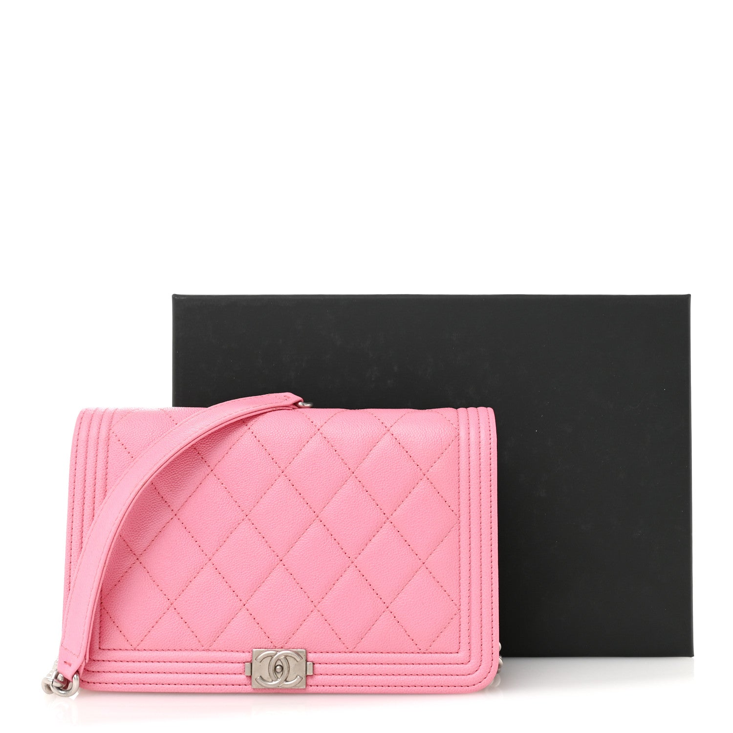 Chanel Caviar Quilted Boy Wallet On Chain WOC Pink 14 of 14