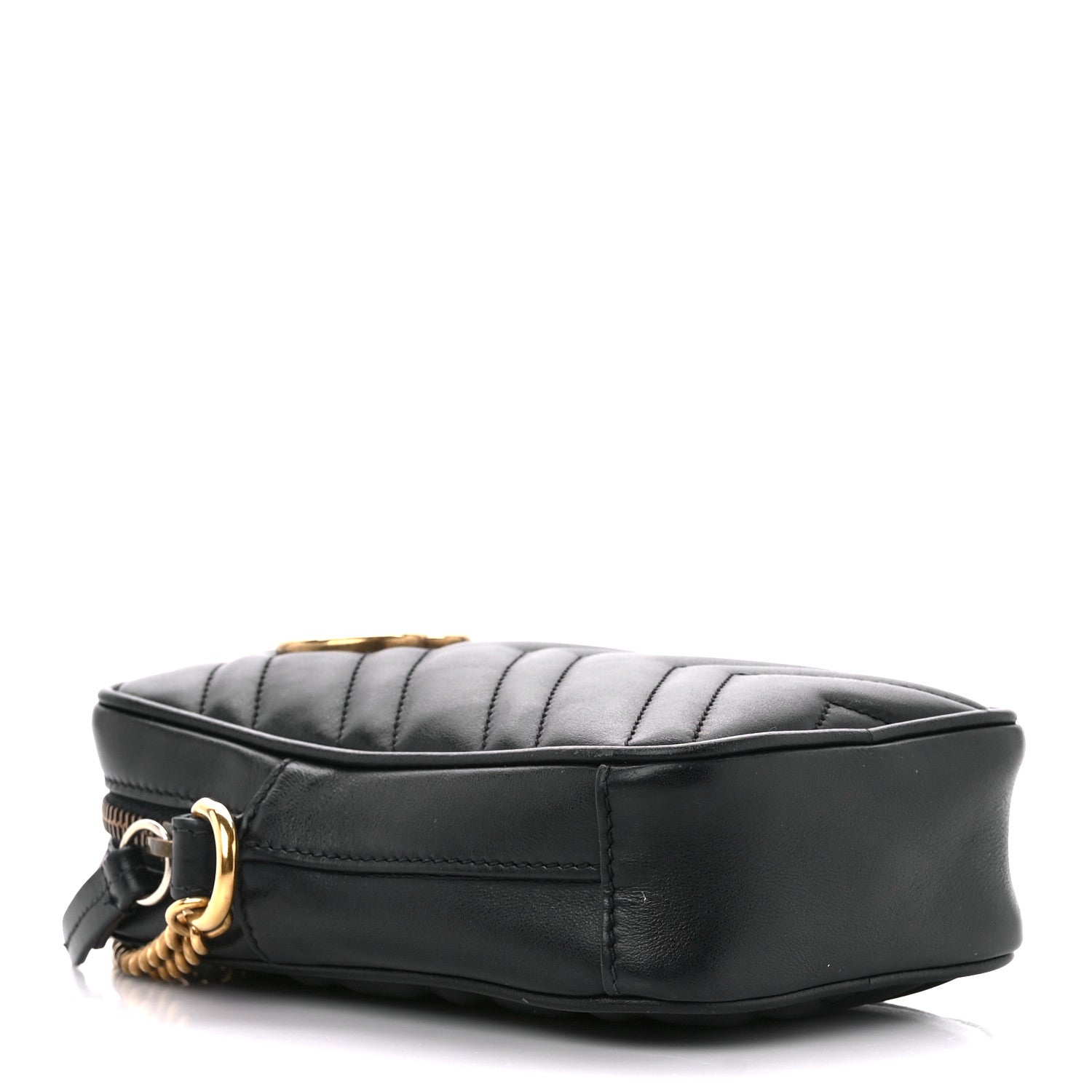 Gucci Calfskin Matelasse Mini GG Marmont Crossbody Bag Black 4 of 9