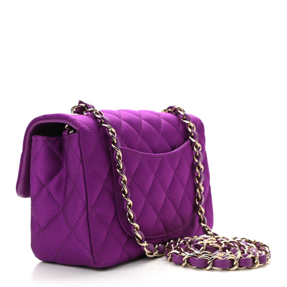 Chanel Satin Quilted Mini Rectangular Flap Purple 3 of 10