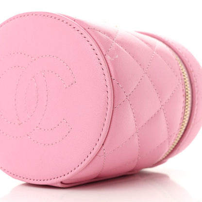 Chanel Lambskin Quilted Ruched Handle Vanity Case Pink 10 of 11