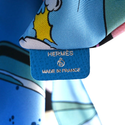 Hermes Silk Petit H Space Derby Shopping Bag Bleu Ciel Rose Vert Amande 7 of 10