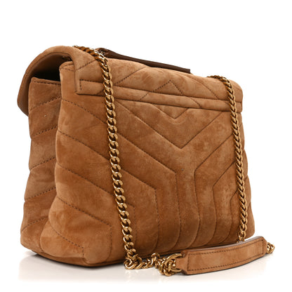 Saint Laurent Suede Calfskin Y Quilted Monogram Small Loulou Chain Satchel Cinnamon 3 of 10