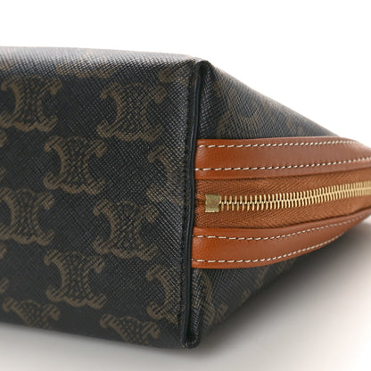 Celine Triomphe Canvas Lambskin Clutch On Chain Tan 9 of 9