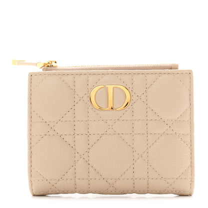 Christian Dior Grained Calfskin Supple Cannage Caro Dahlia Wallet Beige Beige 1 of 8