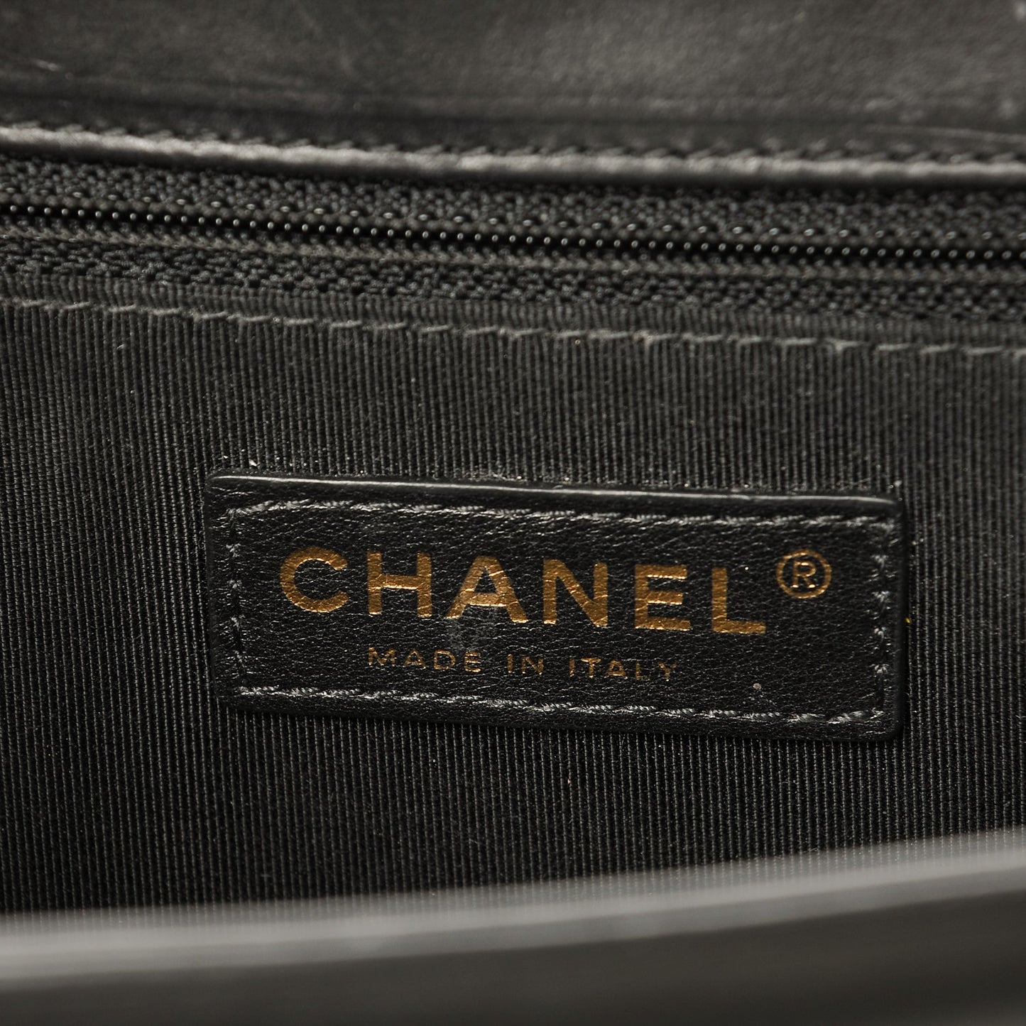 Glazed Calfskin Medium Boy Flap Black