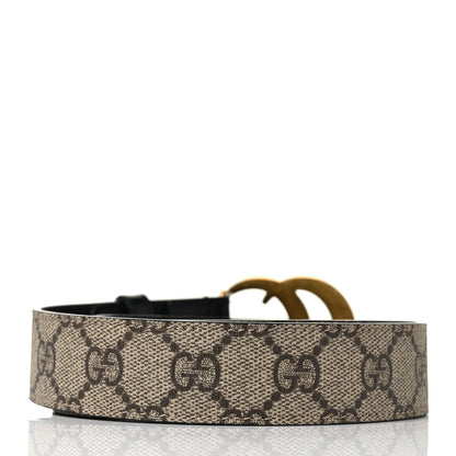 Gucci GG Supreme Monogram Matte Plutone Calfskin Double G 30mm Belt 80 32 Beige Ebony Black 2 of 4
