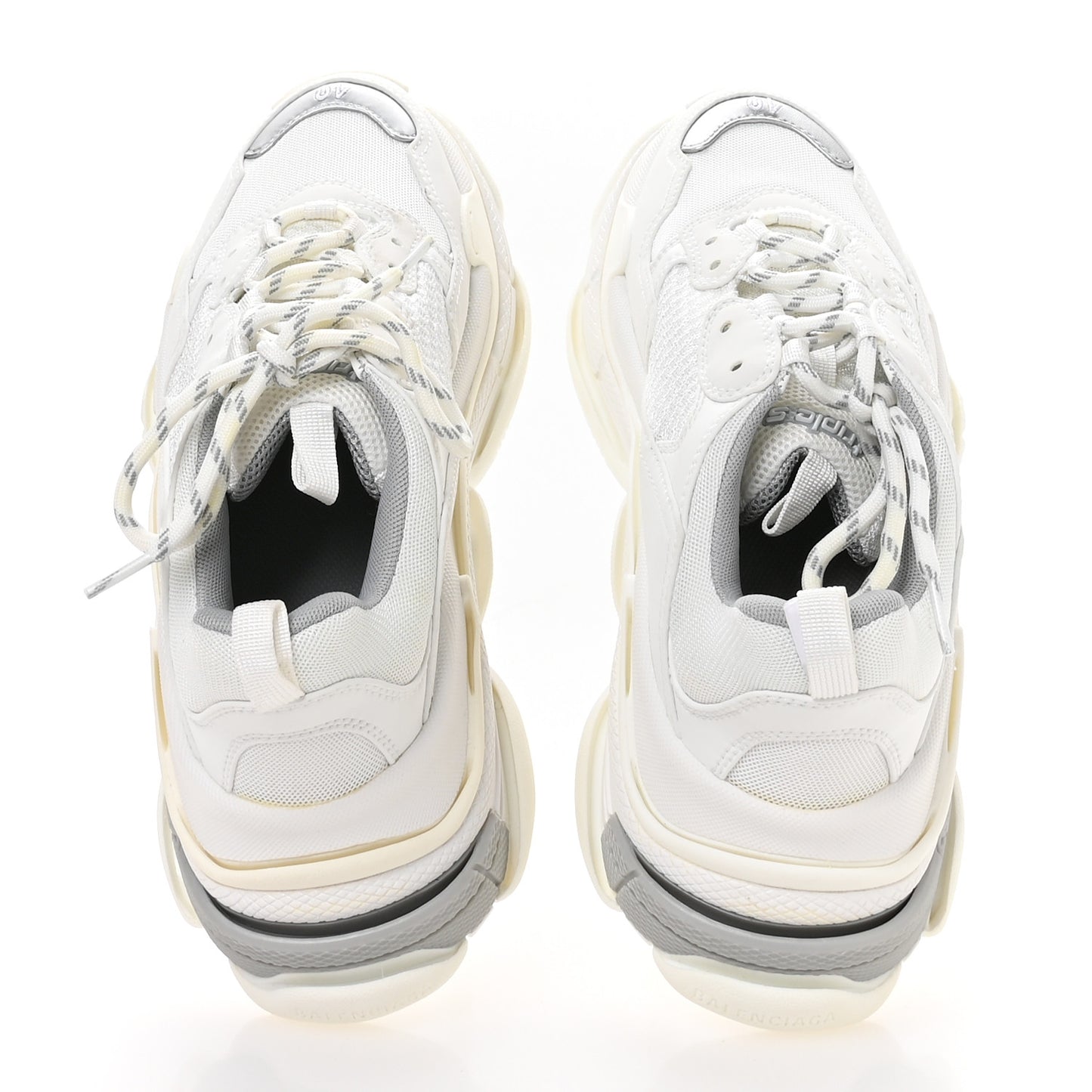 Fabric Mesh Bi-Color Womens Triple S Sneakers 40 White Metal Grey
