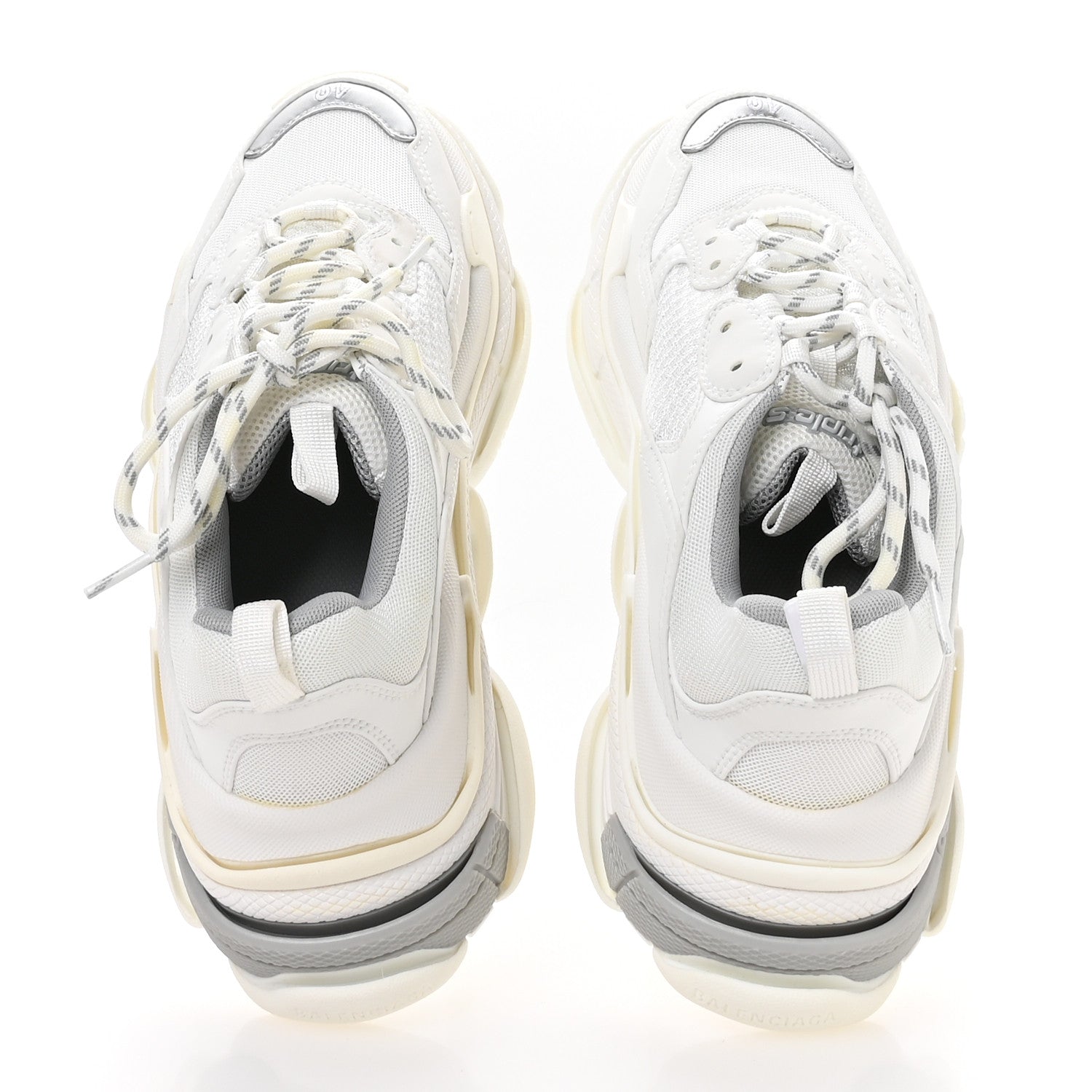 Balenciaga Fabric Mesh Bi-Color Womens Triple S Sneakers 40 White Metal Grey 2 of 7