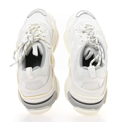 Balenciaga Fabric Mesh Bi-Color Womens Triple S Sneakers 40 White Metal Grey 2 of 7