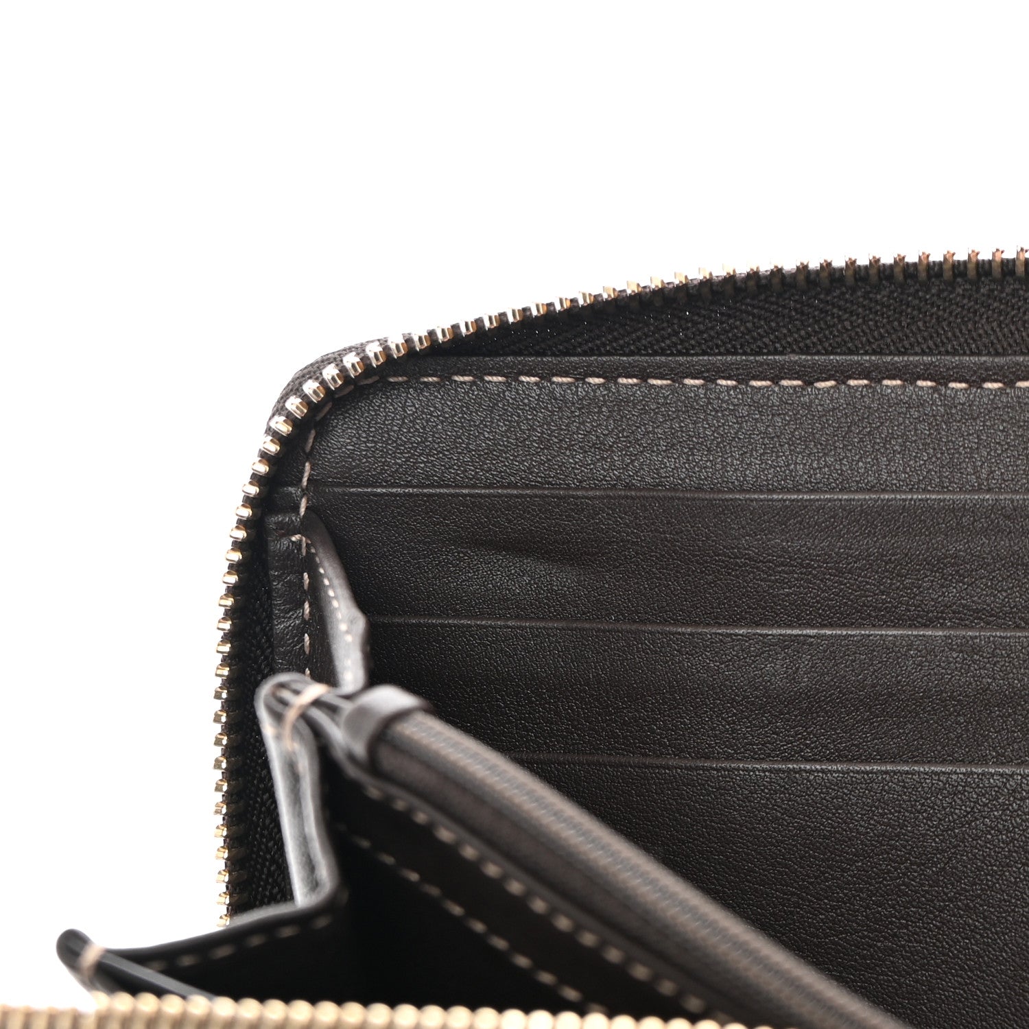 Gucci Monogram Margaux Calfskin Lovely Zip Around Wallet Beige Ebony Cocoa 8 of 9