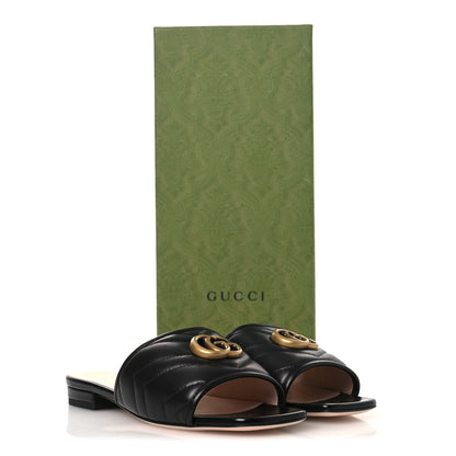 Gucci Nappa Matelasse GG Marmont Flat Slide Sandals 36.5 Black 11 of 11