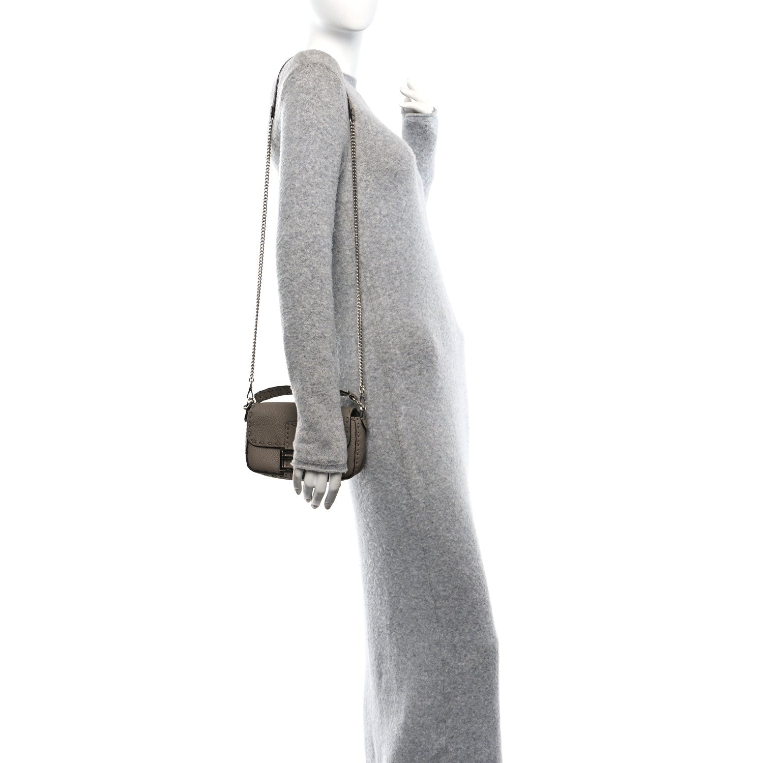 Fendi Cuoio Roma Sellerissima Nappa Sintetica Tape Stitch Mini Baguette Corda 2 of 10