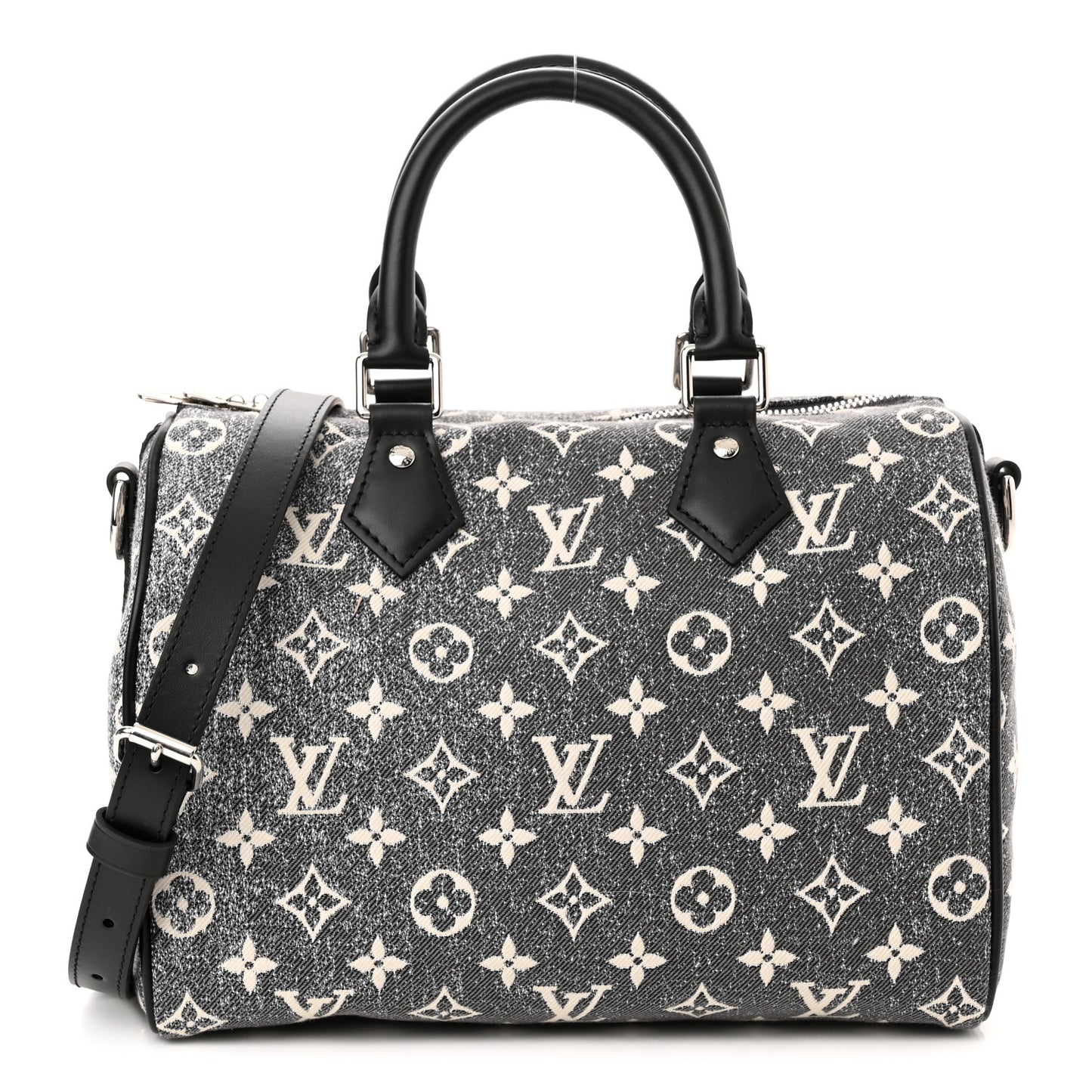 Denim Monogram Jacquard Speedy Bandouliere 25 Black