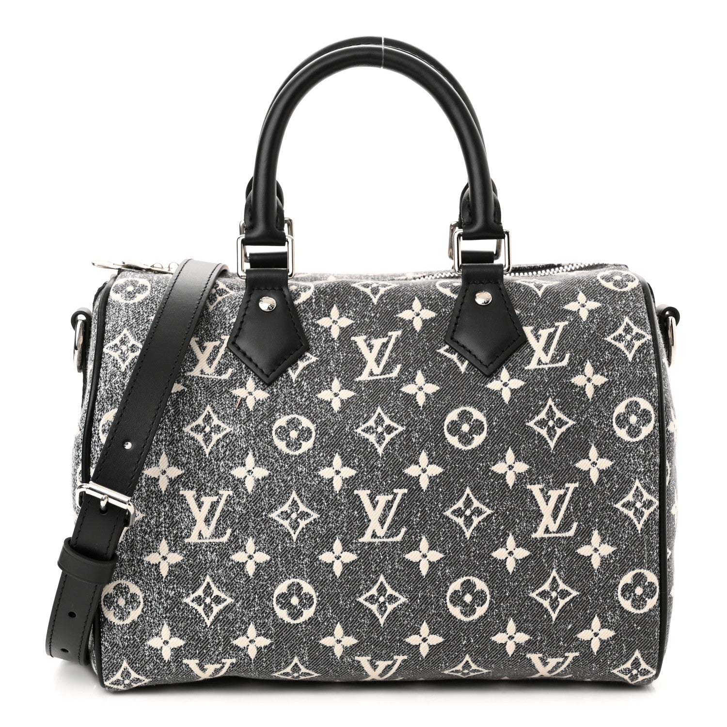 Louis Vuitton Denim Monogram Jacquard Speedy Bandouliere 25 Black 1 of 10