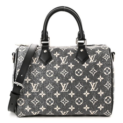 Louis Vuitton Denim Monogram Jacquard Speedy Bandouliere 25 Black 1 of 10