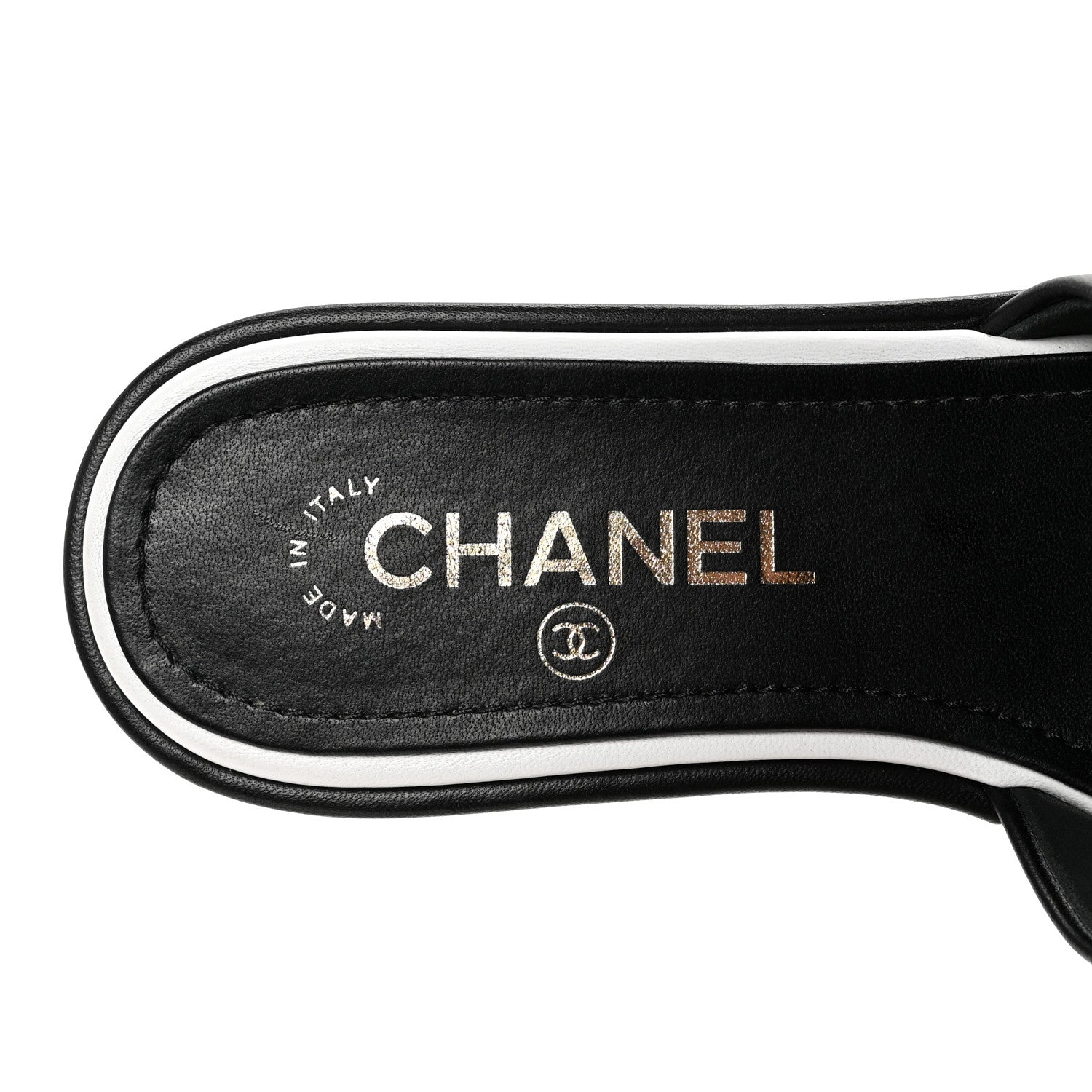 Chanel Lambskin Embroidered CC Mule Sandal 35 Black White 8 of 10
