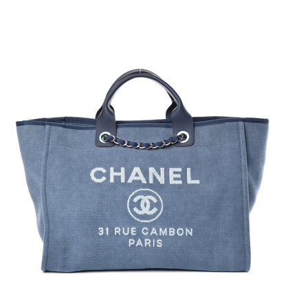 Chanel Canvas Large Deauville Tote Blue 1 of 10