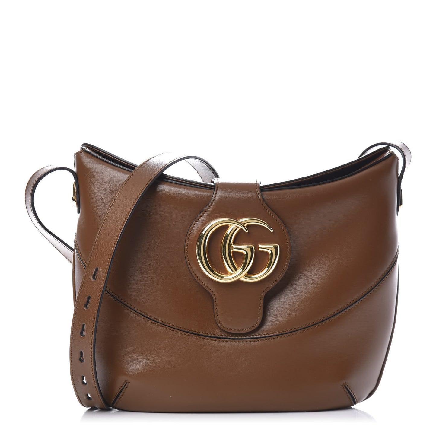 Boarded Plutone Calfskin Medium Arli Shoulder Bag Nocciola