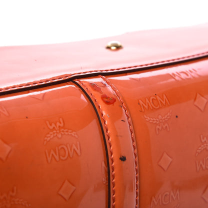 MCM Monogram Patent Zip Top Tote Orange 17 of 23