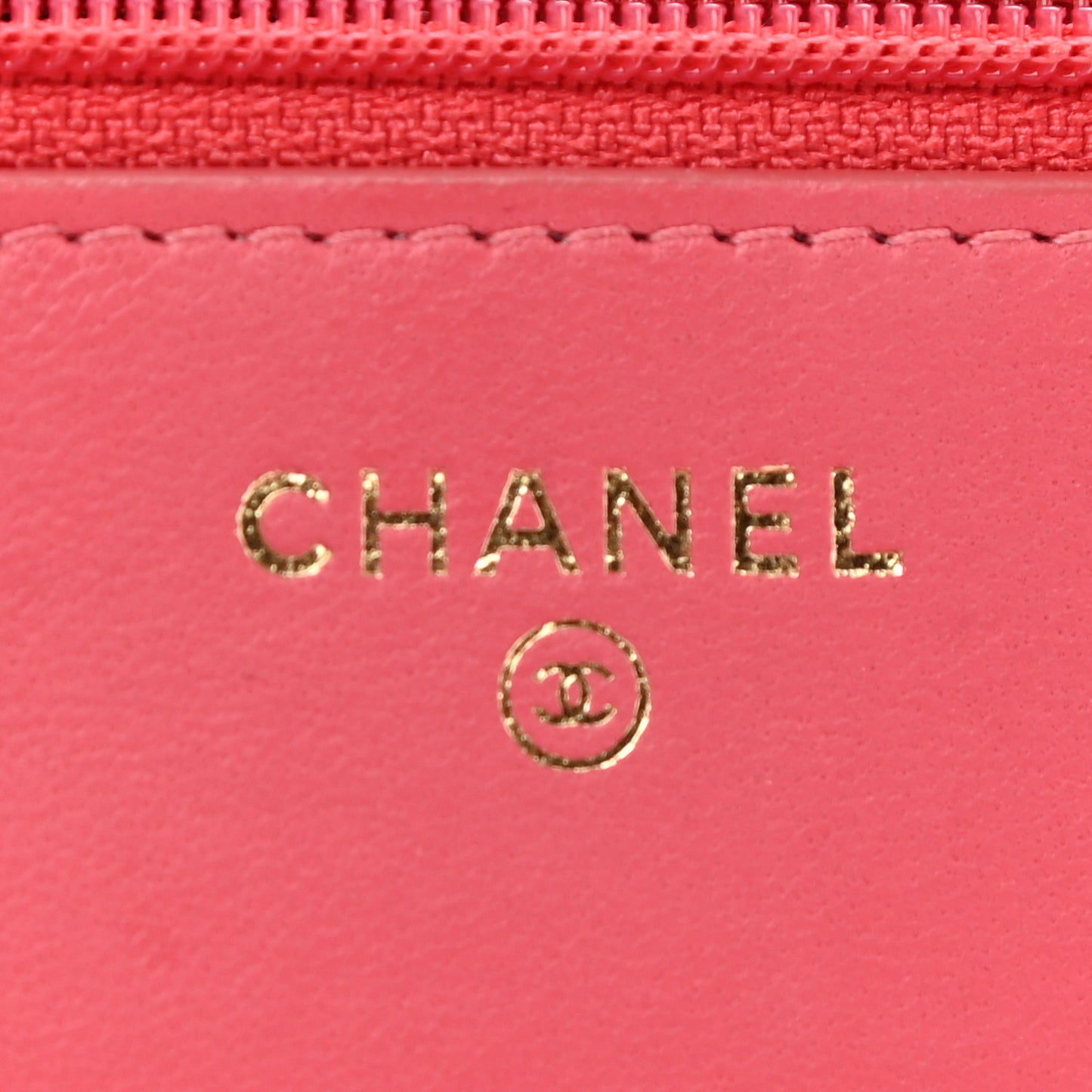 Lambskin Quilted Trendy CC Wallet On Chain WOC Bright Pink