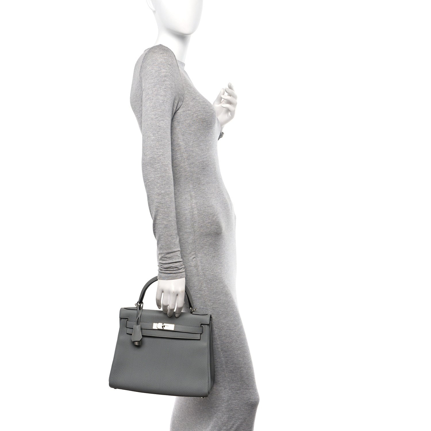 Hermes Togo Horseshoe Kelly Retourne 28 Gris Mouette 2 of 10