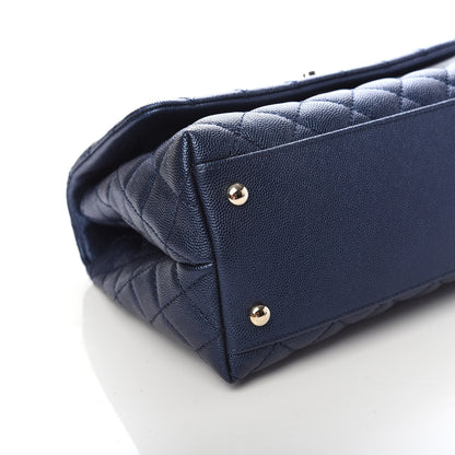Chanel Iridescent Caviar Quilted Small Coco Handle Flap Dark Blue 8 of 10