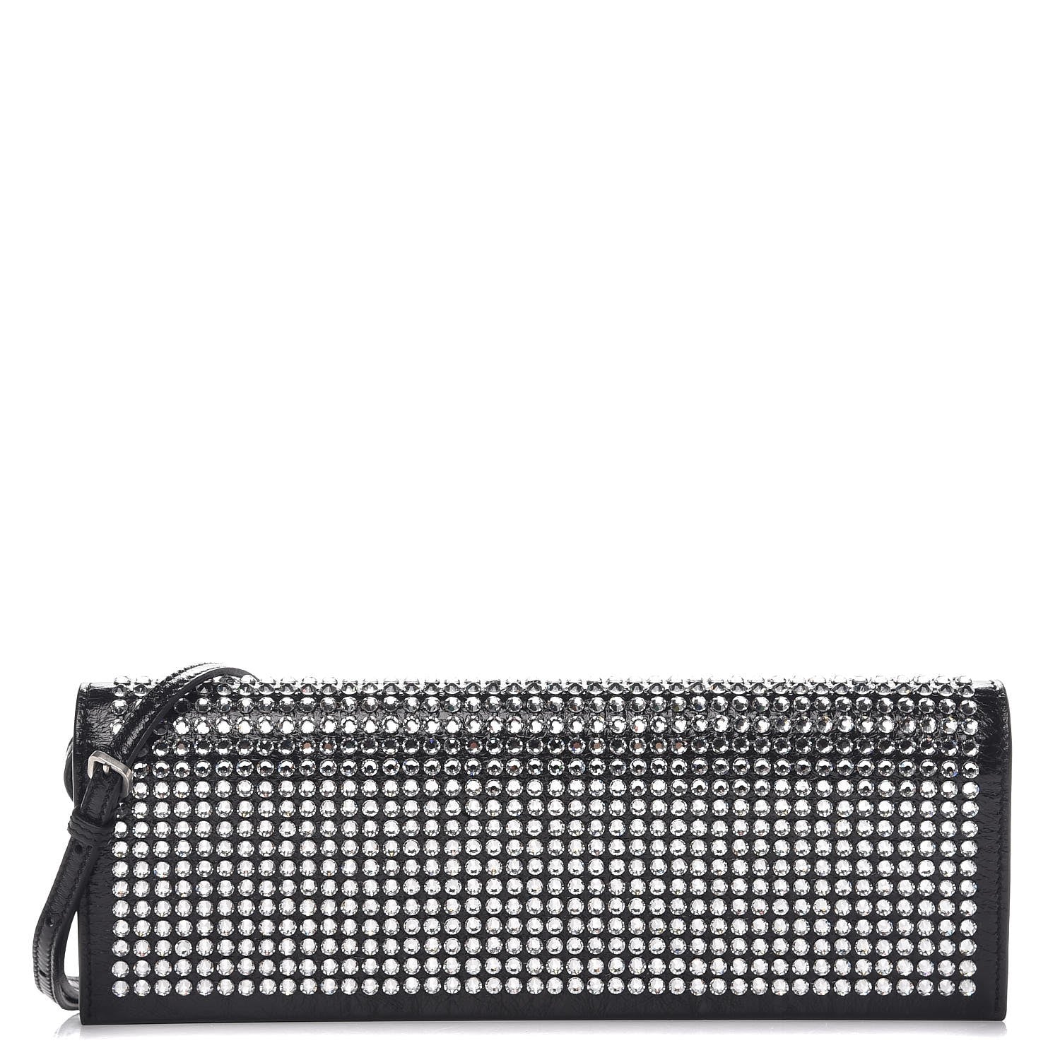Saint Laurent Glossed Calfskin Crystal Fetiche Clutch Nero Black 1 of 7