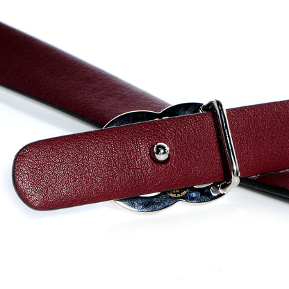 Chanel Reversible Leather CC Logo Skinny Belt 85 Black Burgundy 5 of 6
