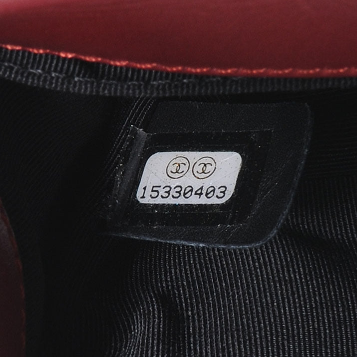 Glazed Calfskin Small Boy Flap Red