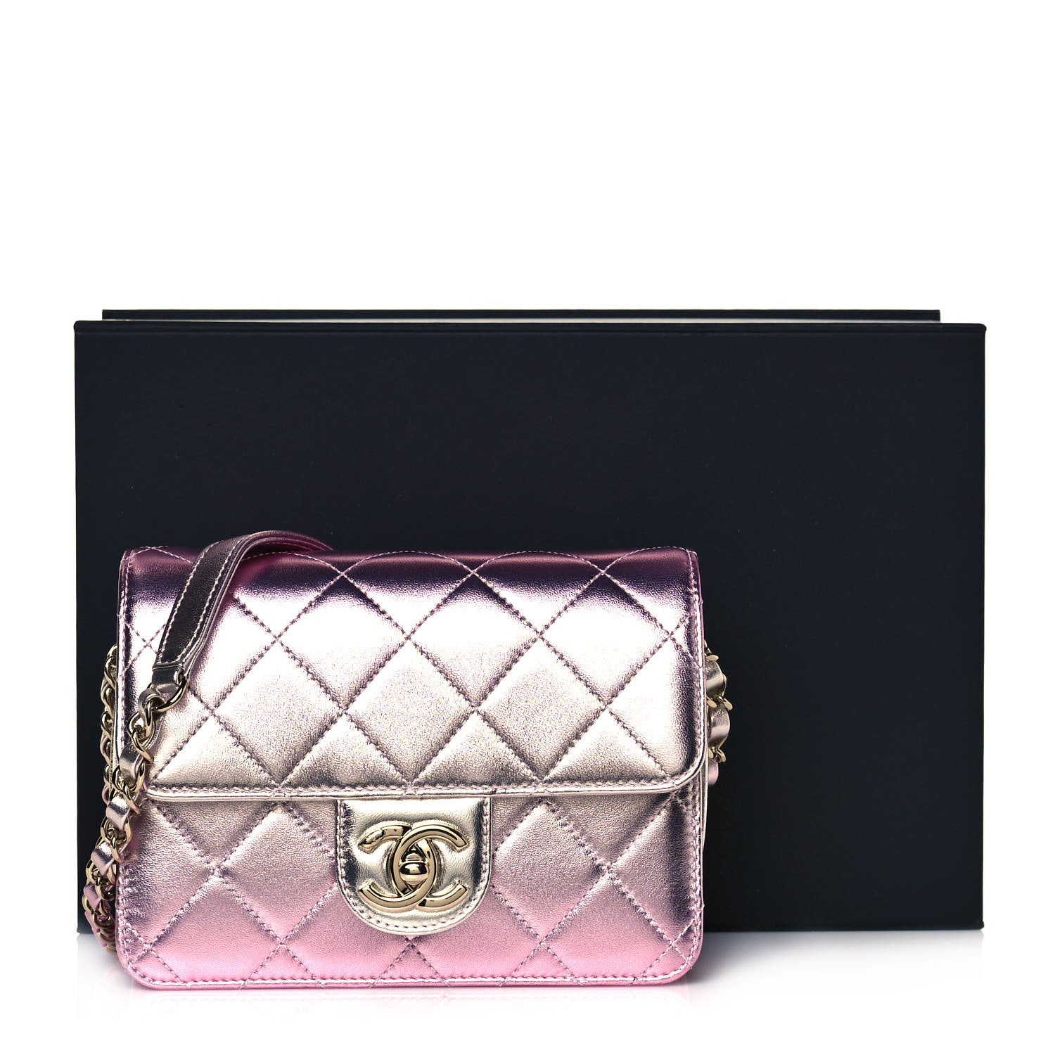 Chanel Metallic Lambskin Like A Wallet Flap Golden Pink 13 of 13