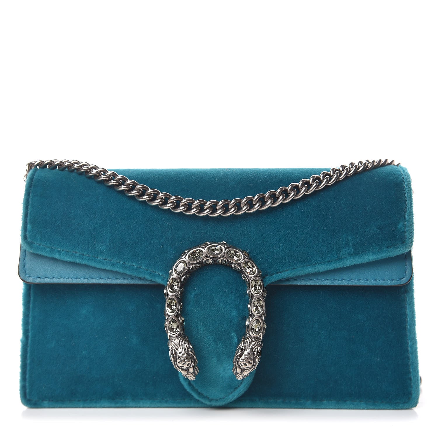 Gucci Velvet Super Mini Dionysus Shoulder Bag Pavone Cyan 1 of 14