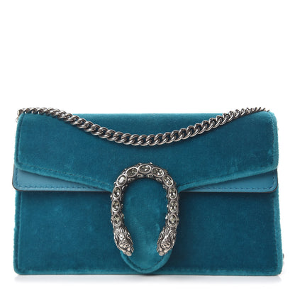 Gucci Velvet Super Mini Dionysus Shoulder Bag Pavone Cyan 1 of 14