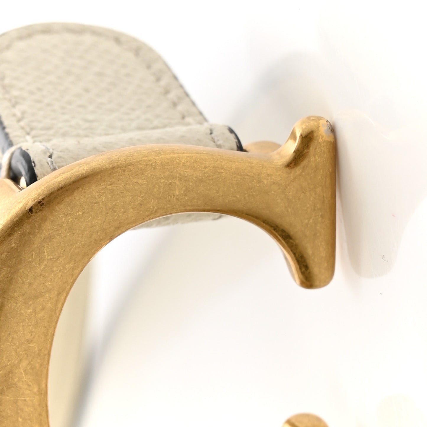 Grained Calfskin Saddle Bag White