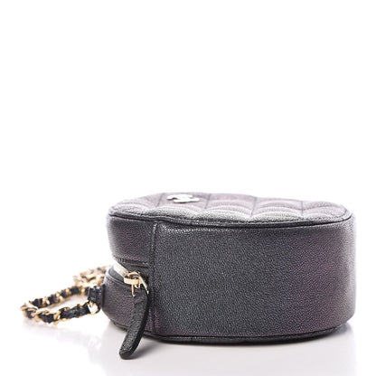 Chanel Iridescent Caviar Quilted Round Clutch With Chain Black 4 of 10