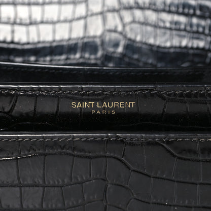 Saint Laurent Calfskin Crocodile Embossed Medium Monogram Sunset Black 6 of 8
